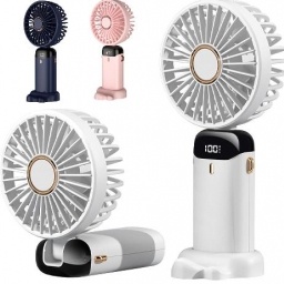 Mini Ventilador Porttil Recargable Con Pantalla / Con Soporte Para Celular Blanco